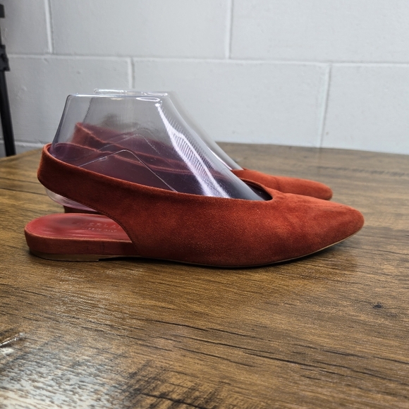 Everlane Red Suede Pointed Toe Slingback Flats - Picture 10 of 13